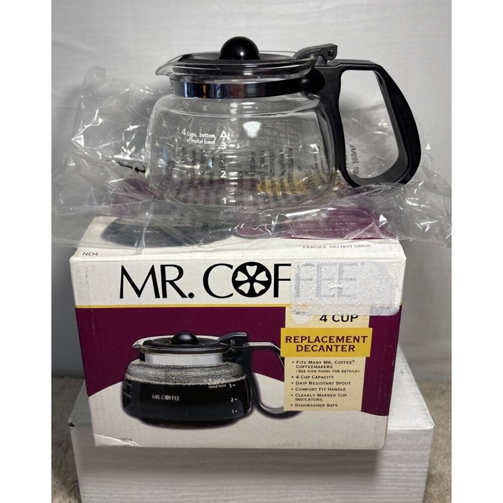 Mr. Coffee Decanter 4-Cup Glass Replacement Comfort Handle Drip Resistant Spout